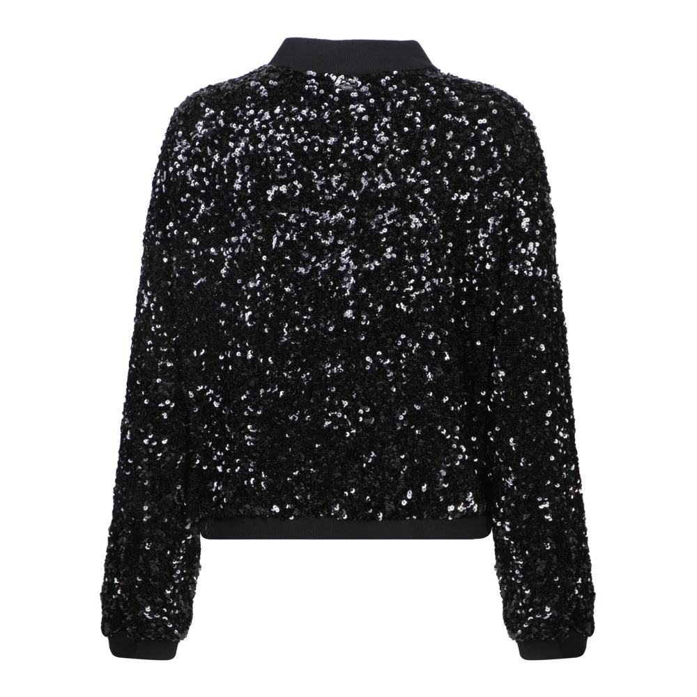 Herno Zwarte Sequin Bomber Jacket Black Dames