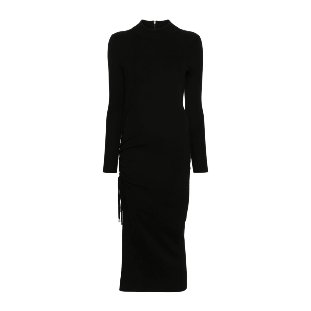 Michael Kors Merino wollen jurk met zijsplit Black Dames