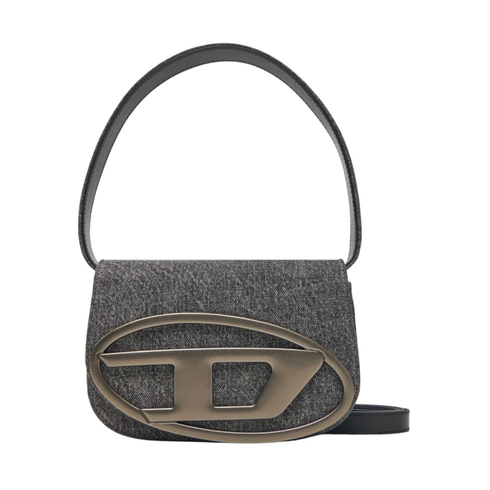 Diesel Gestructureerde schoudertas met leren details Black Dames