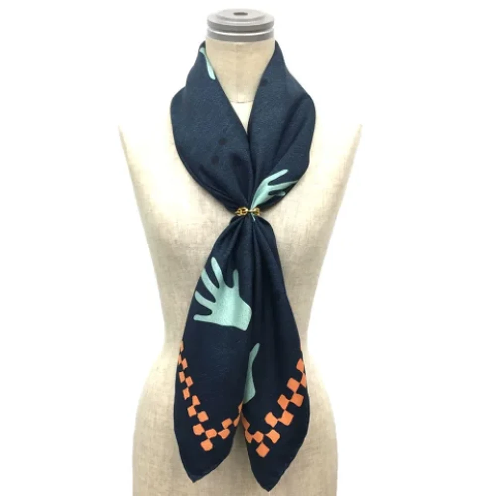 Bvlgari Vintage Pre-owned Silk scarves Blue Dames