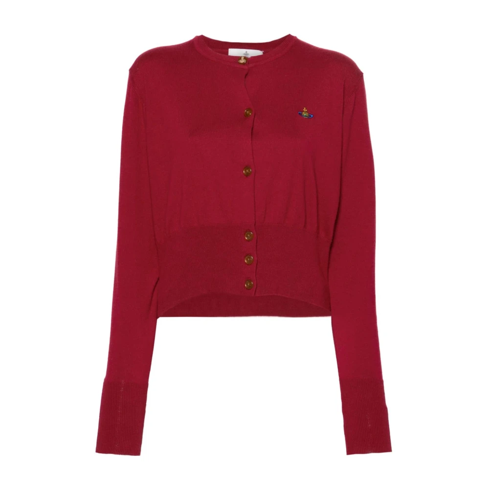 Vivienne Westwood Bordeaux Stickad Tröja med Orb Logo Red, Dam