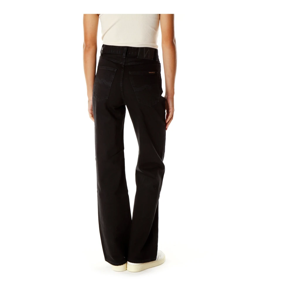 Nudie Jeans Wide Leg High Waist Jeans Black Dames