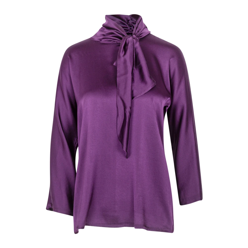 Jucca Zijden Blouse met Hoge Hals Purple Dames