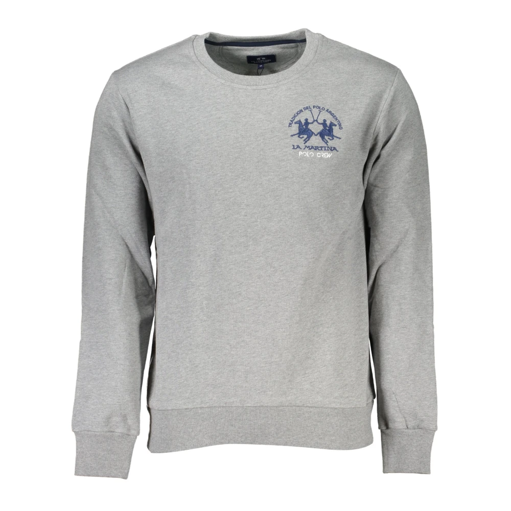 La Martina Men's Gray Grey Long Sleeve Sweatshirt With Embroidered Logo - Sweatshirts - 2XL- Sweatshirts & Hoodies
