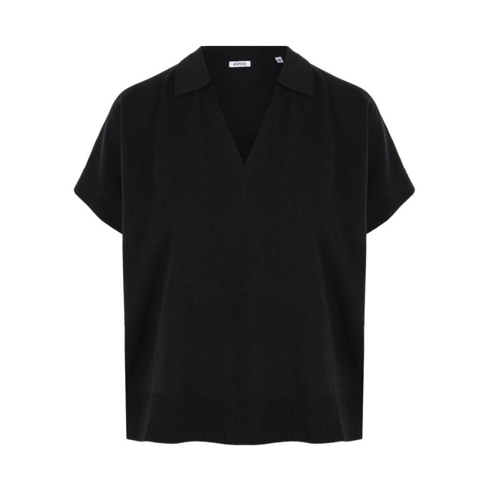 Aspesi Women's Black Cotton Jersey T-Shirt With Print - T-Shirts - M - Tops