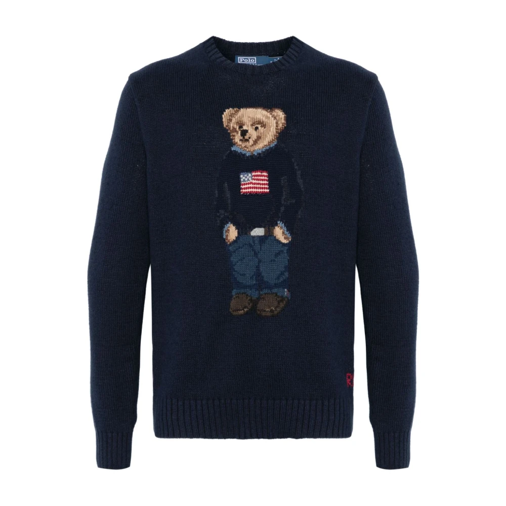 Polo Ralph Lauren Men's Blue Bear Cotton-Linen Sweater