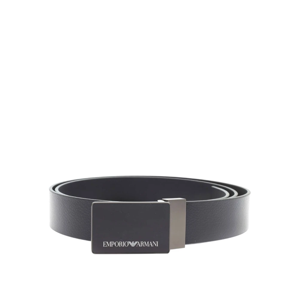 Emporio Armani Herr Blå Accessoarer One Size, Läder, Bälte Med Skin Garnet Finish