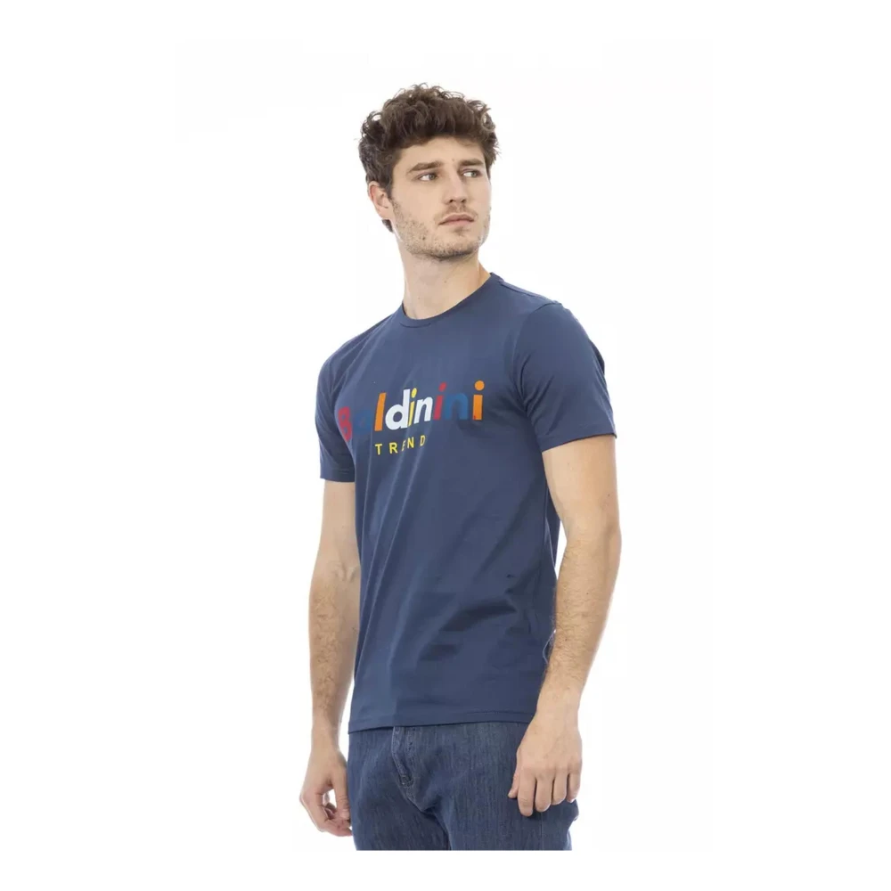 Baldinini Blauw Katoenen T-shirt met Print op de Voorkant Blue Heren