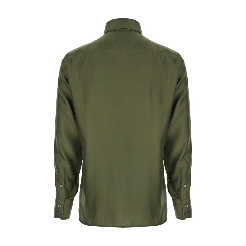 Tom Ford Groene Zijden Militaire Fit Shirt Green Heren