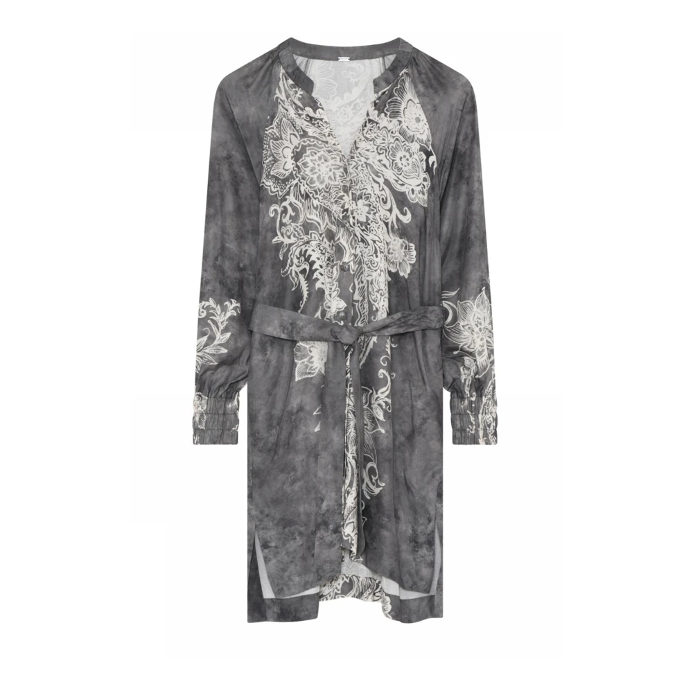 Gustav Korte Jurk met Smock Manchetten en Riem Gray Dames