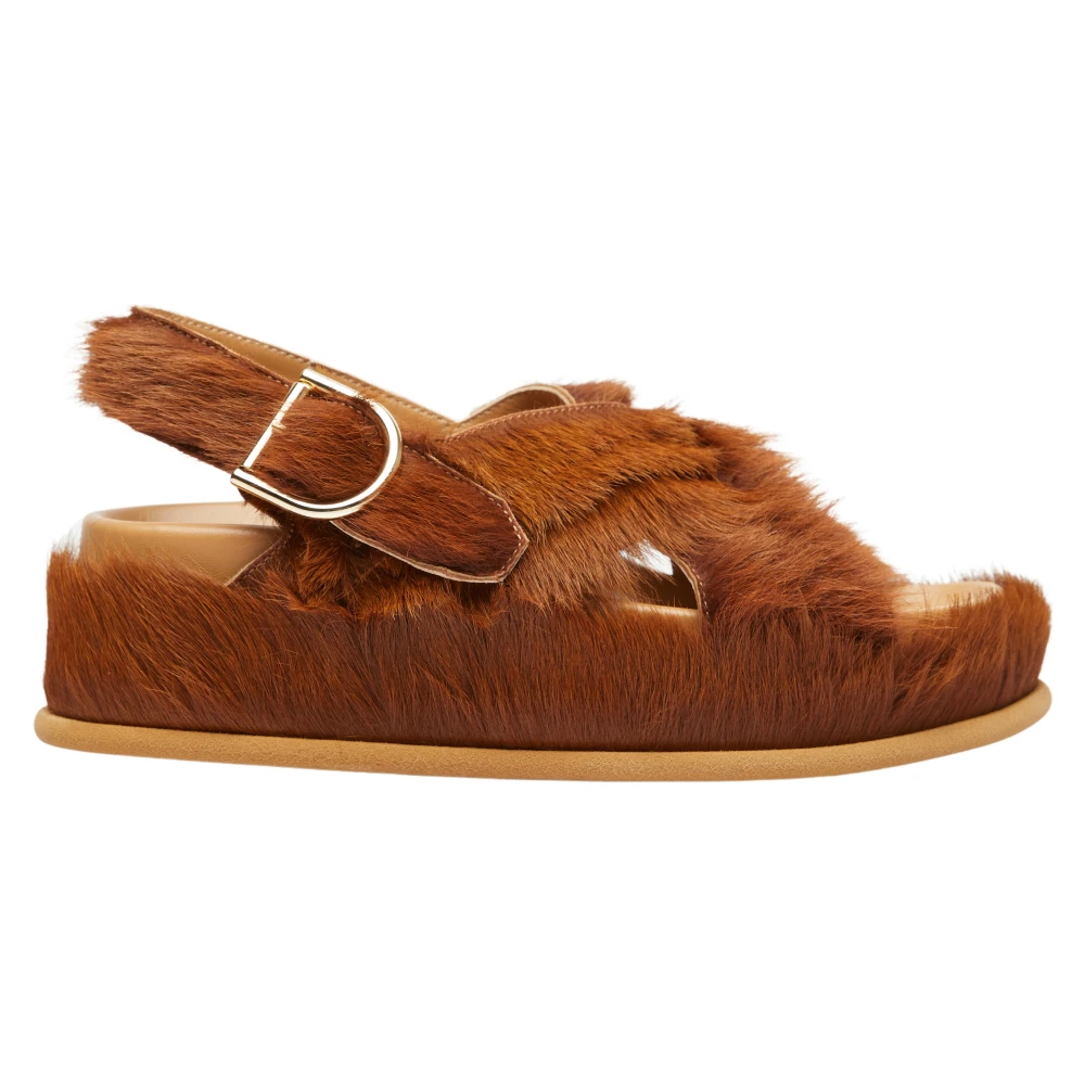 Dries Van Noten Women's Brown Flat Sandals, 3 Uk, Stylish Ponyhair Sandals