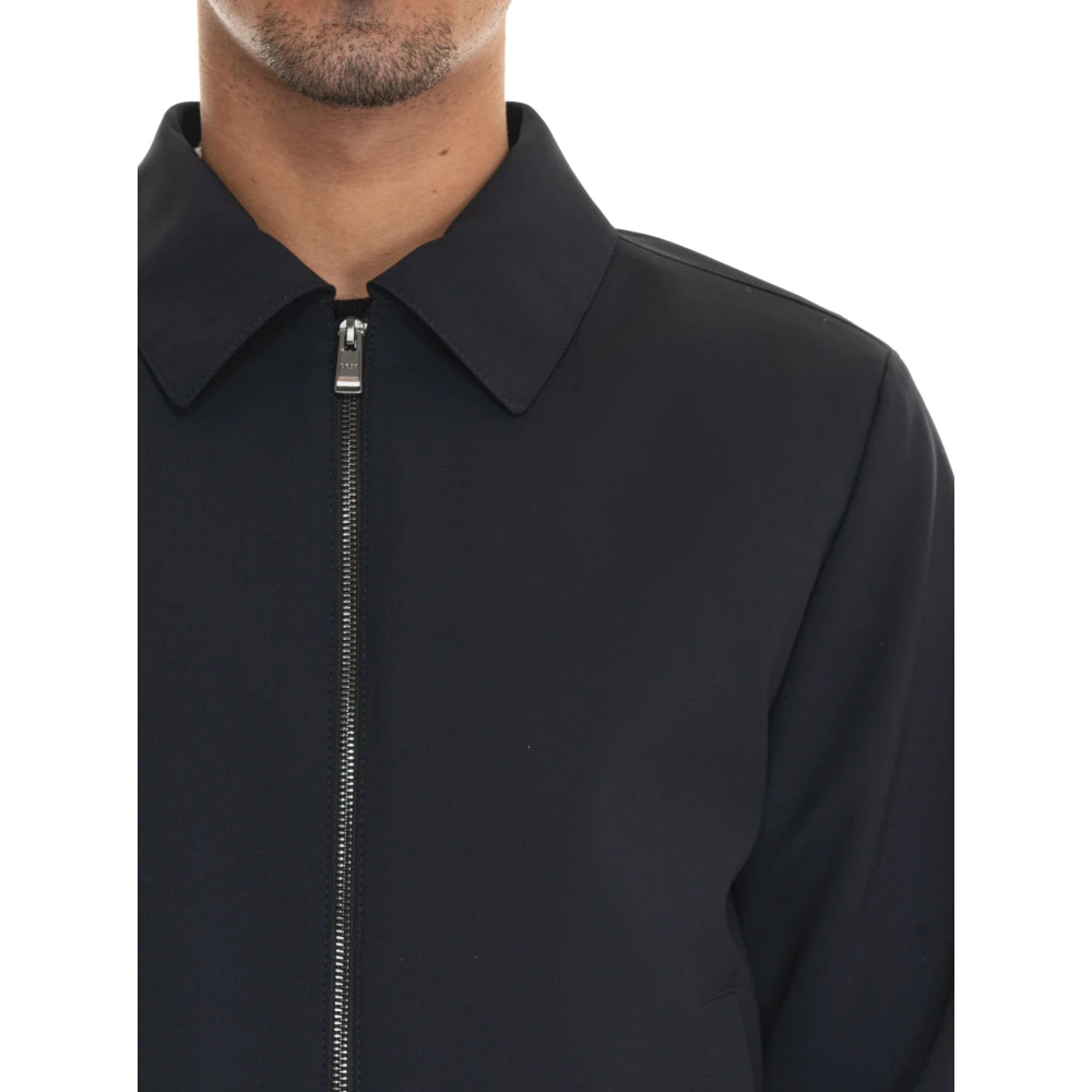 Boss Wol Bomberjack met Elastische Taille Blue Heren