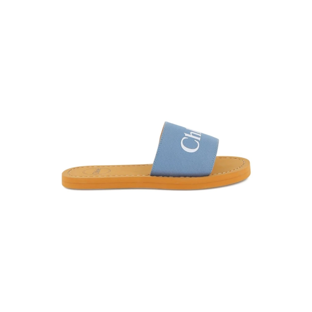 Chloé Woody Logo-Strap Sandal - Female - Kids Sandals - Blue - 27 Eu - Kids
