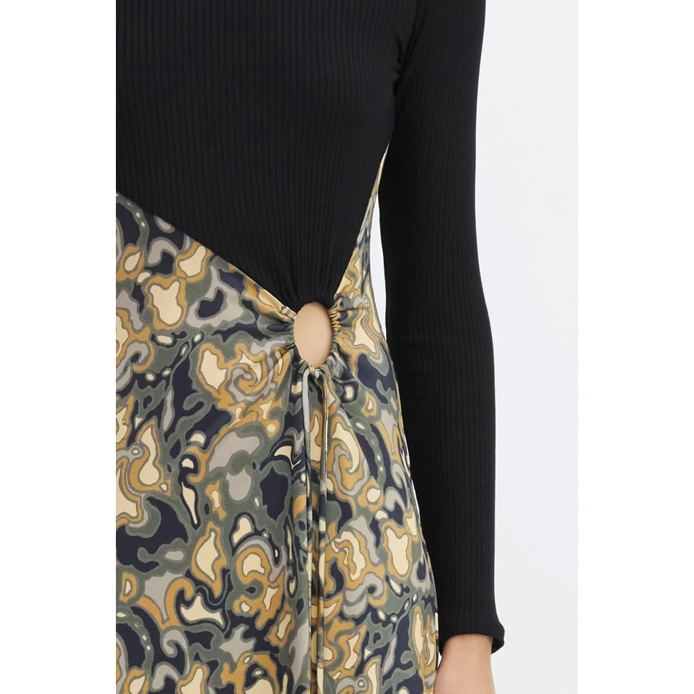 Rodebjer Gemarmerde Midi Jurk met Schouderkussens Multicolor Dames