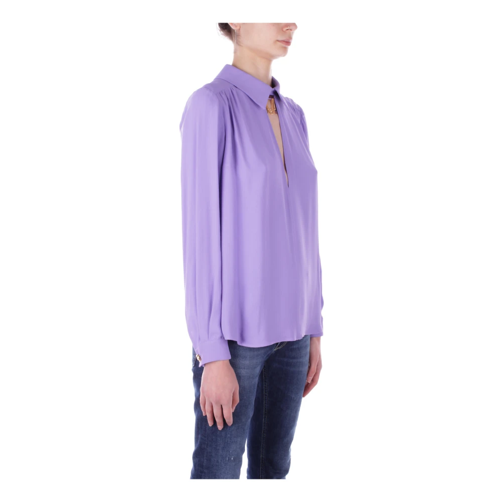 Elisabetta Franchi Stijlvolle Damesblouse met Logoprint Purple Dames
