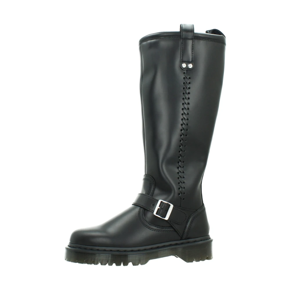 Dr. Martens Donna Nero Anistone Bkr Stivali Alti Da Biker