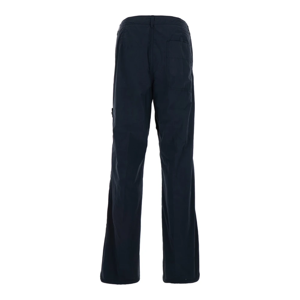 Stone Island Blauwe Kompas Logo Tech Fabric Broek Blue Heren