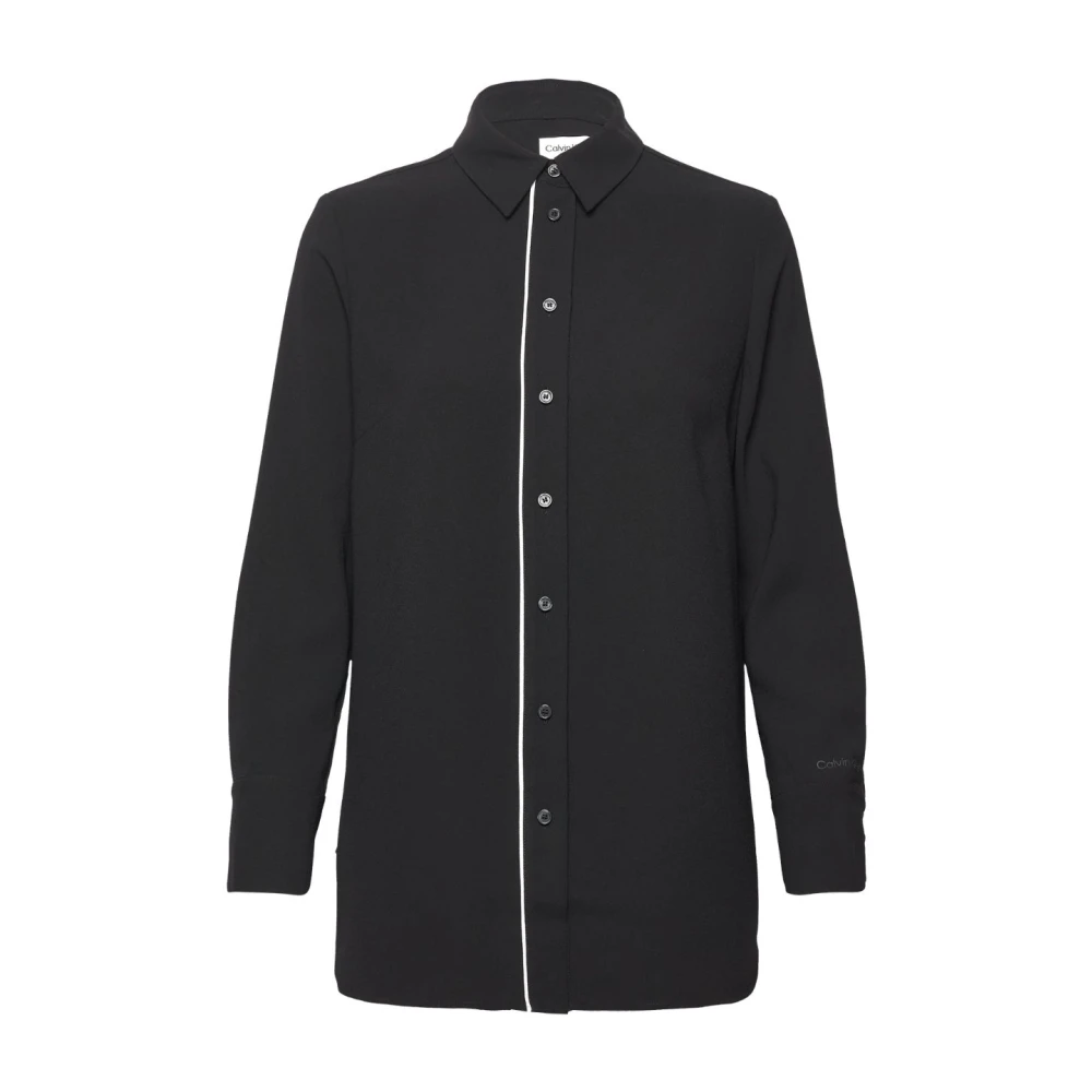 Calvin Klein Vändbar Crepe Blus - Lång Ärm K20K205521 BEH Black, Dam