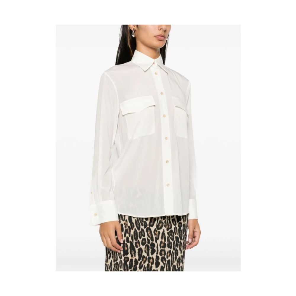Mazzarelli Witte Zijde Blend Georgette Crepe Overhemd White Dames