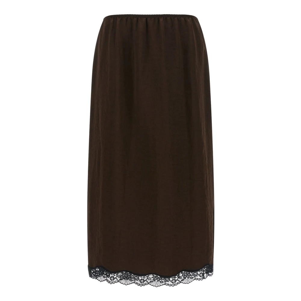 Twinset Vrouw Bruin Rokken Dames, L, Satijn, Longuette Rok