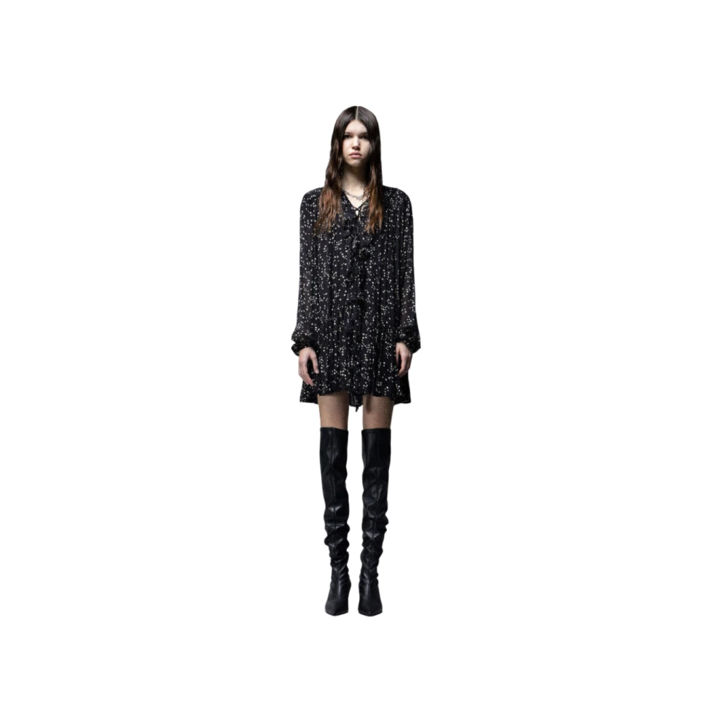 Aniye By Georgette Jurk met Ballonmouwen en Sterrenprint Black Dames