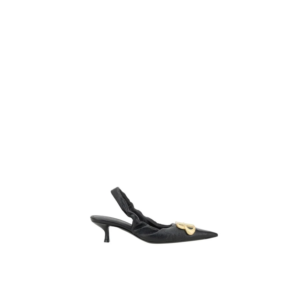 Sleek Leather Slingback Kitten Heel Pumps - Balenciaga - Modalova