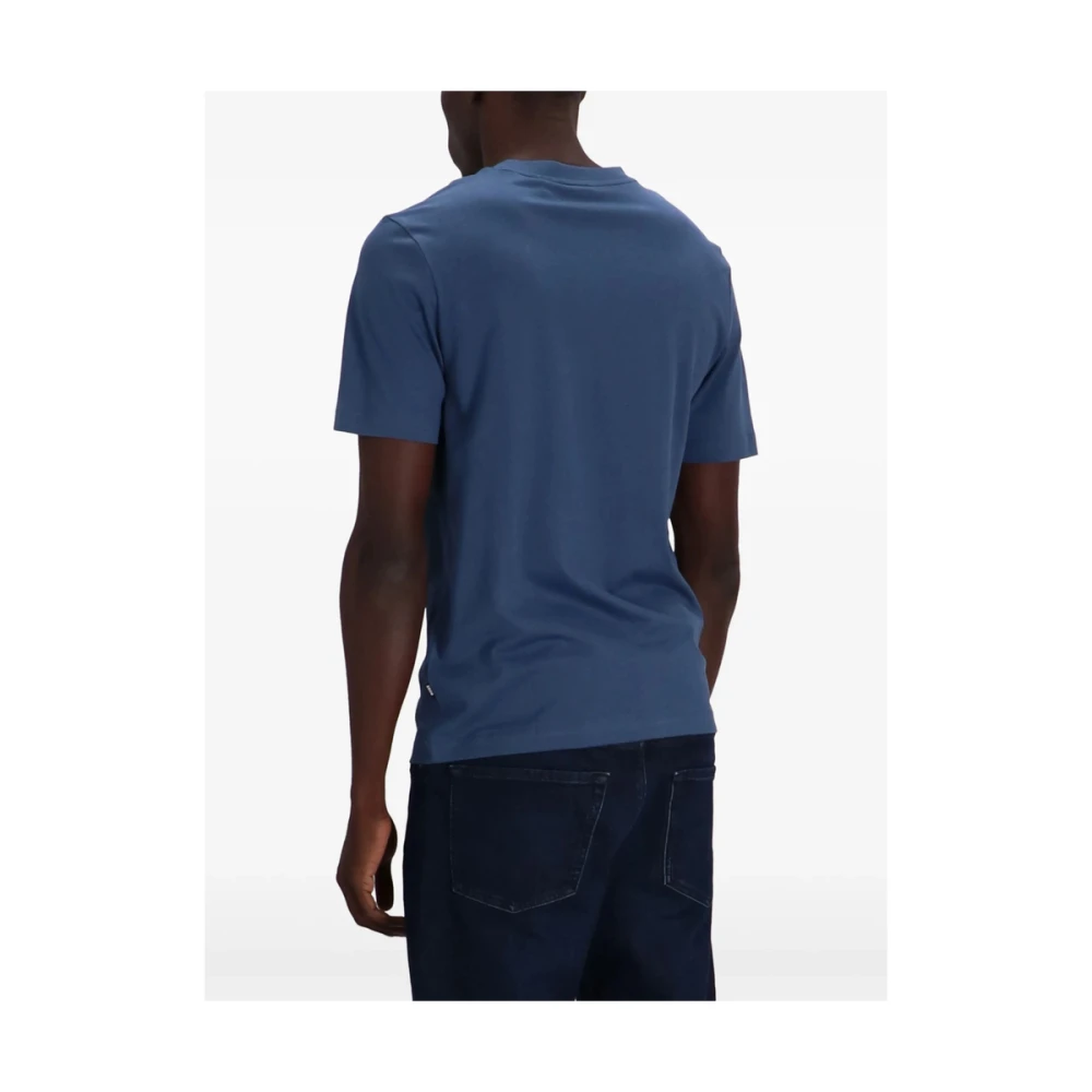 Hugo Boss Blauw Crew Neck Logo Print T-shirt Blue Heren