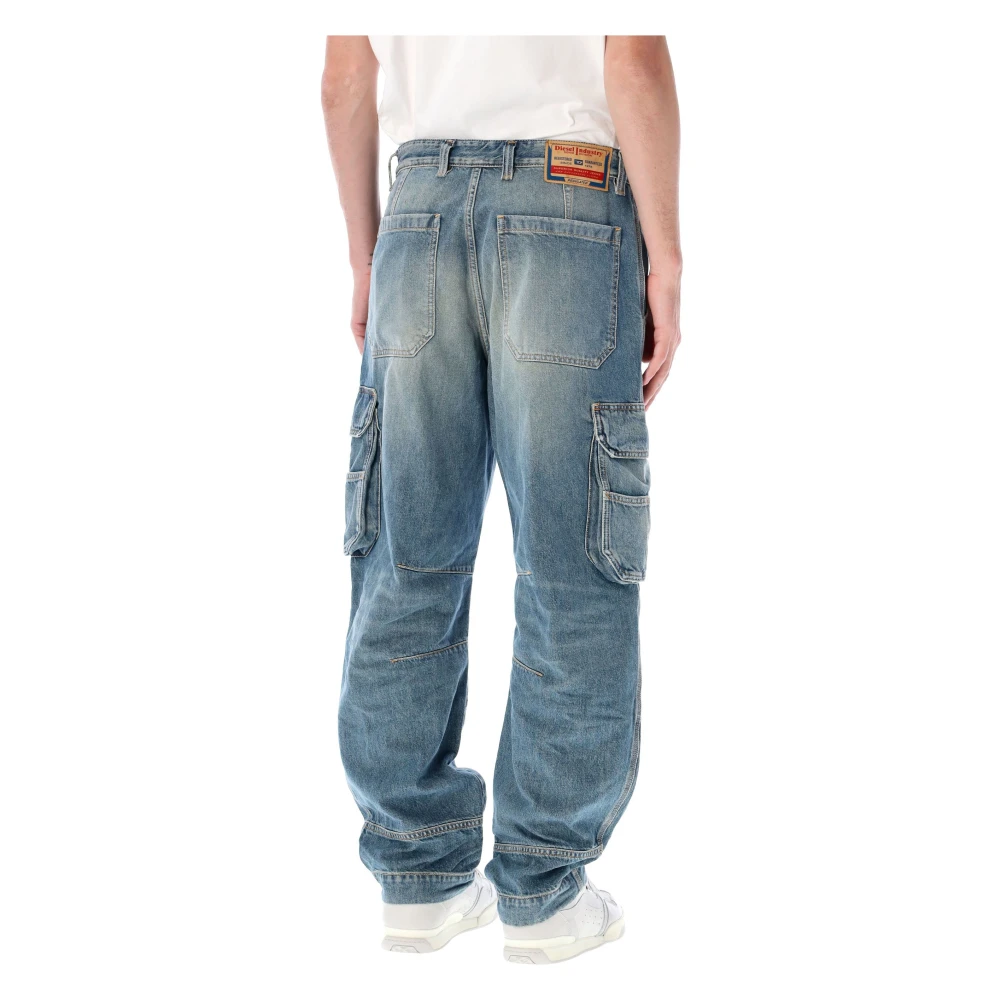 Diesel Blauwe Cargo Jeans Losse Pasvorm Blue Heren