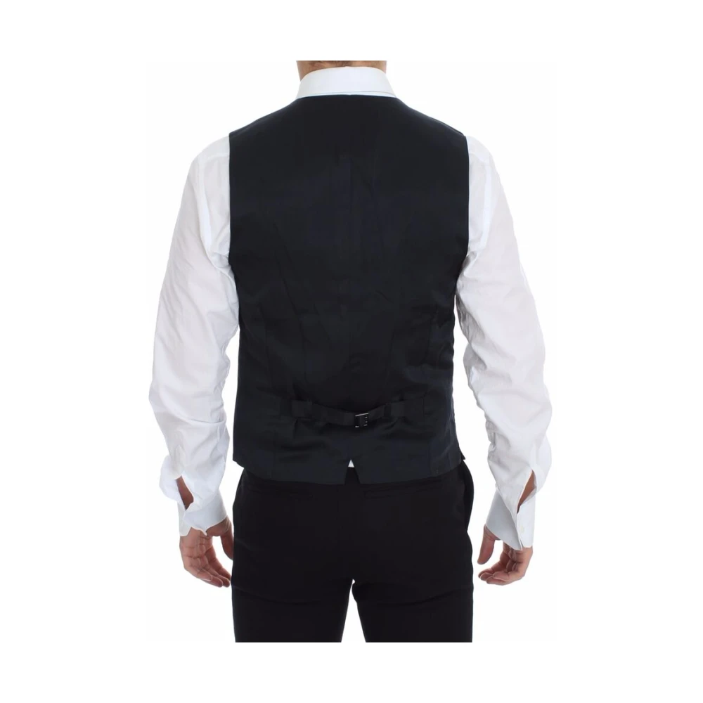 Dolce & Gabbana Blauw Katoen Stretch Jurk Vest Blue Heren
