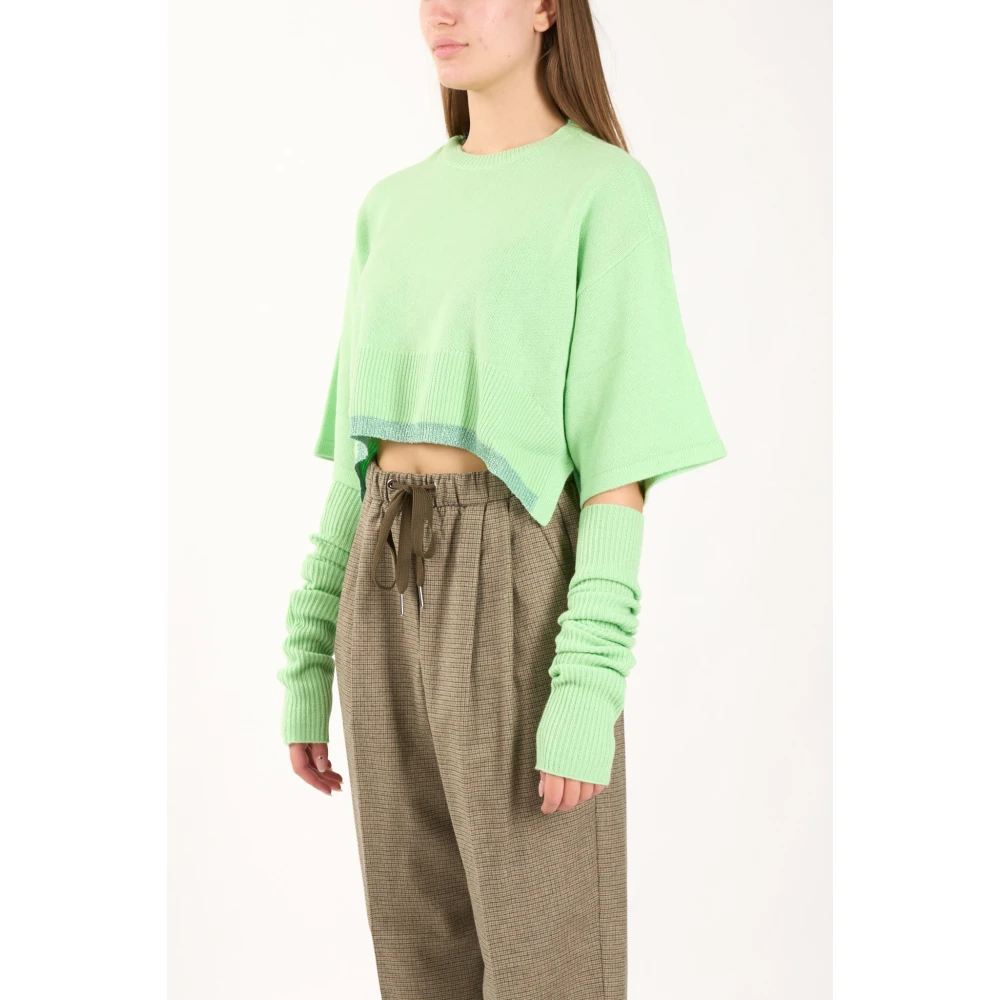 pinko Wol en Kasjmier Korte Mouw Trui Green Dames