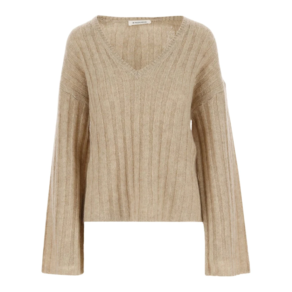 By Malene Birger Beige V-Neck Wool Blend Sweater By Herenne Birger Beige Dames