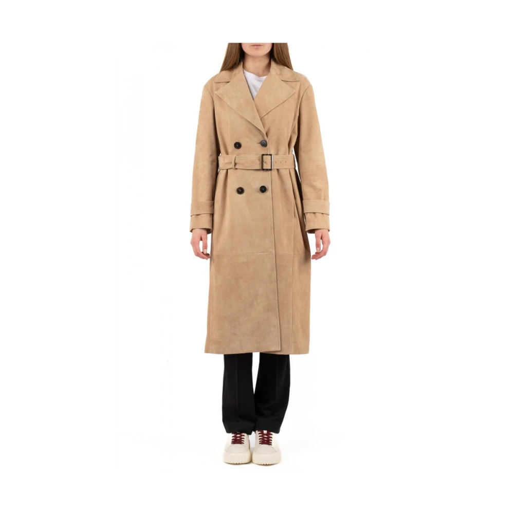 Max Mara Studio Stijlvolle Waterdichte Jas Beige Dames