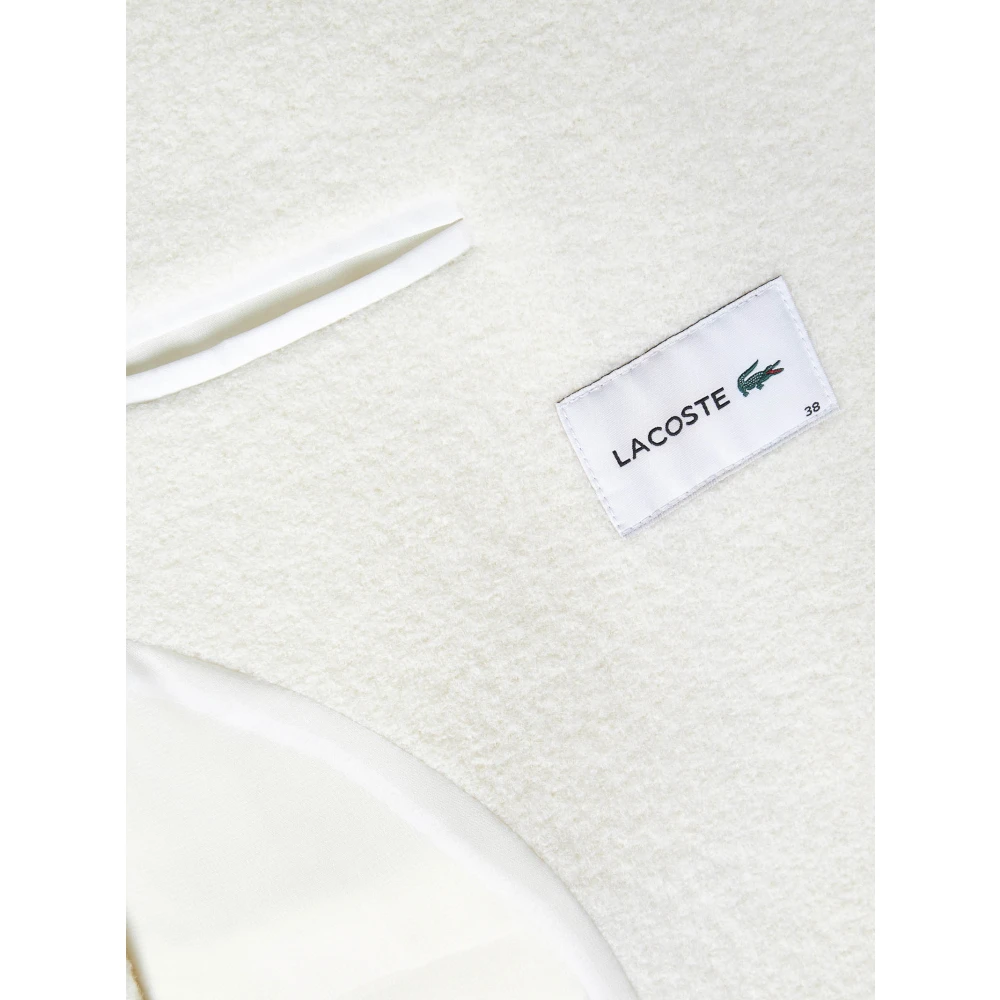 Lacoste Beige Wol Double-Breasted Jas Beige Dames
