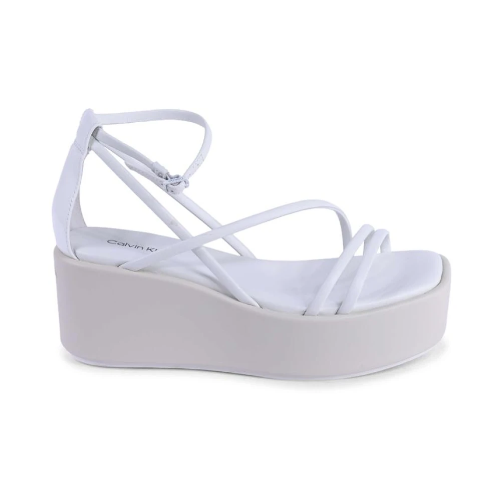 Calvin Klein Women's White Multistrap Wedge Sandals