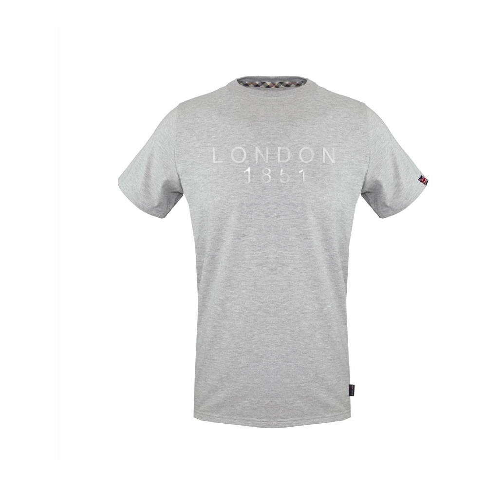 Aquascutum Katoenen Ronde Hals T-shirt Gray Heren