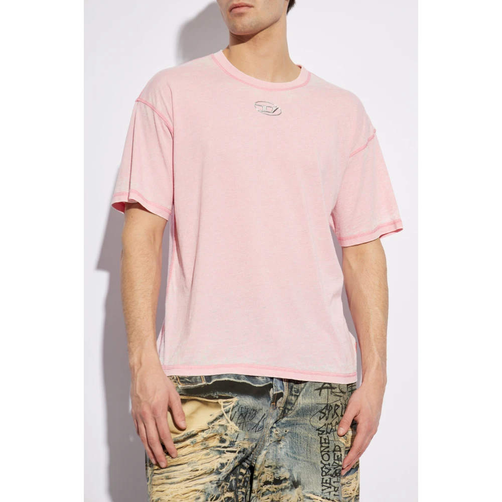 Diesel T-shirt T-Boxt-Pak Pink Heren
