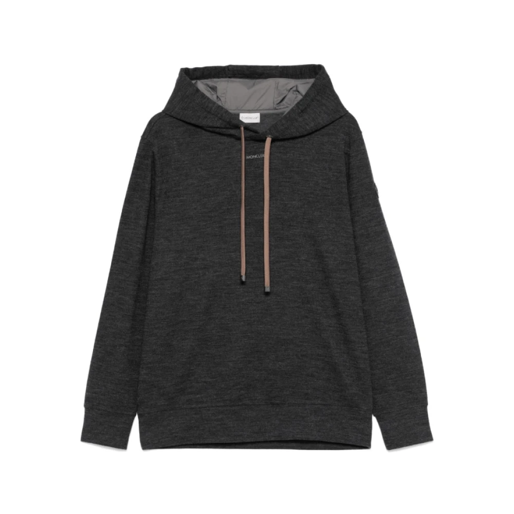 Moncler Gestructureerde donkergrijze wollen blend hoodie Gray Heren