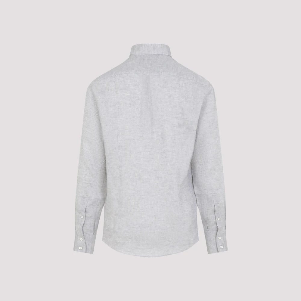 BRUNELLO CUCINELLI Grijze Linnen Overhemd Elegante Stijl Gray Heren