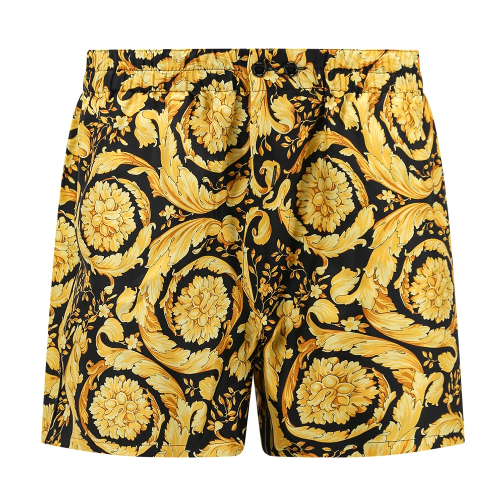 Versace Zijden Gouden Shorts Elastische Taille Multicolor Heren