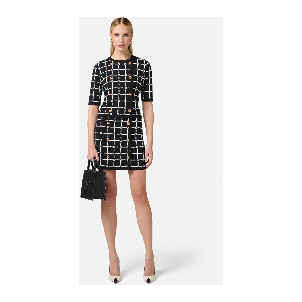 Elisabetta Franchi Jacquard Vest met Logo Motif Black Dames
