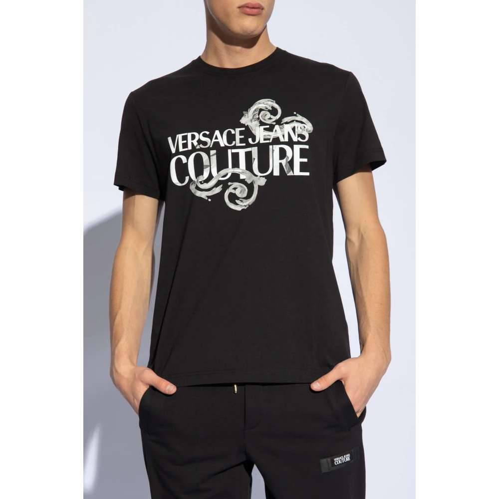 Versace Jeans Couture T-shirt met logo-print Black Heren