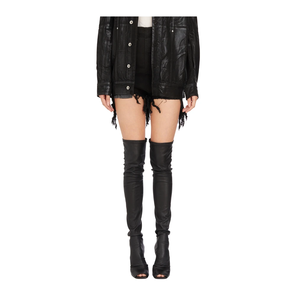 Rick Owens Denim Cutoff Shorts Black Dames