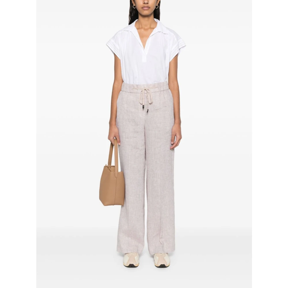 PESERICO Witte V-hals Shirt Korte Mouwen White Dames
