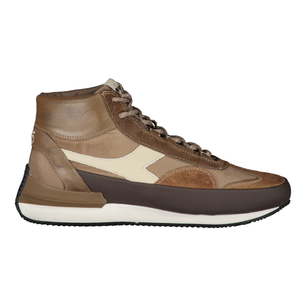 Diadora Leren sneakers met contrasterende inzetten Heren Schoenen Bruin