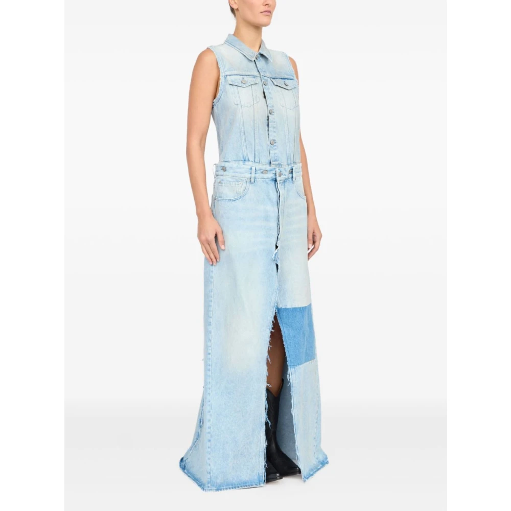 MM6 Maison Margiela Heldere Blauwe Knoopjurk met Zakken Blue Dames
