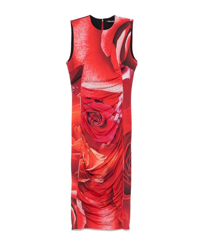 robe-rouge-drapee-sans-manches