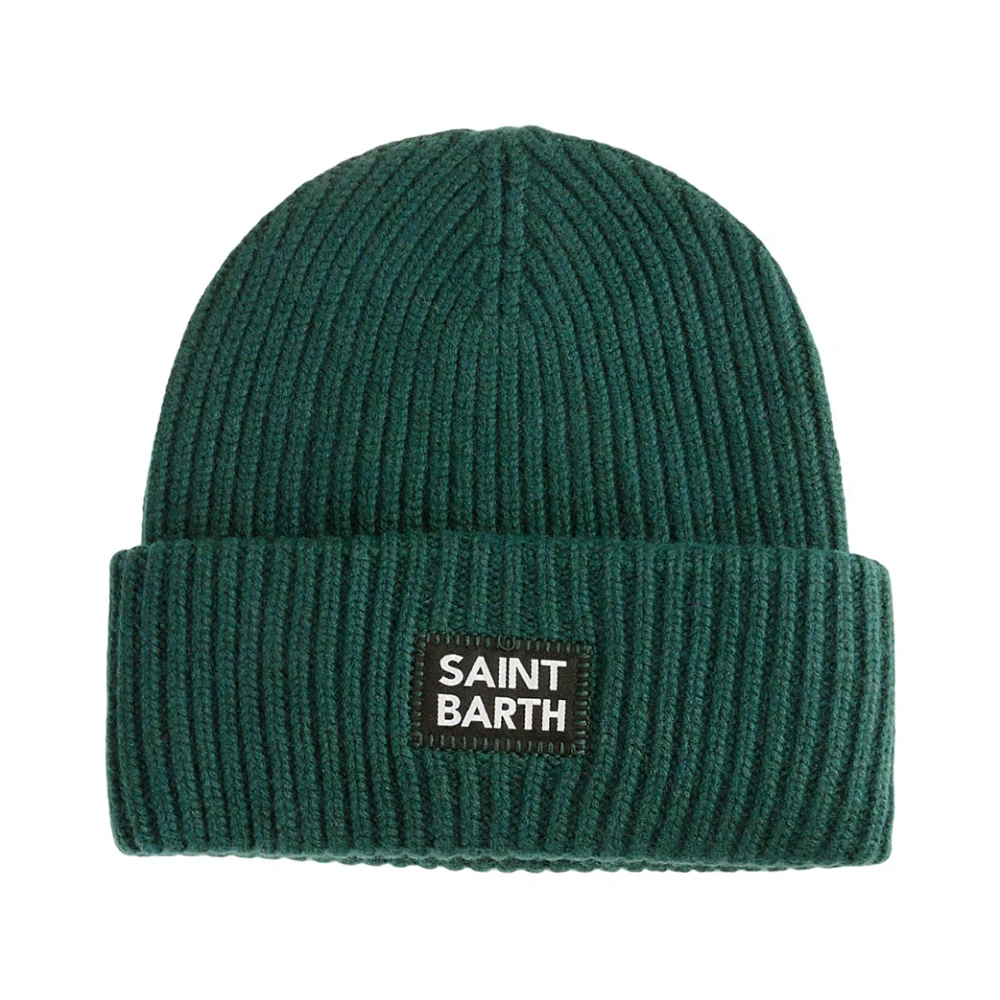 MC2 Saint Barth Gestreepte Patch Logo Beanie Hoed Green Heren