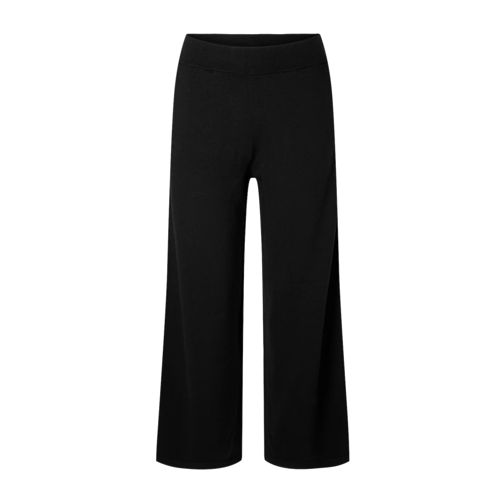 Selected Femme Gebreide broek met hoge taille en zakken Black Dames
