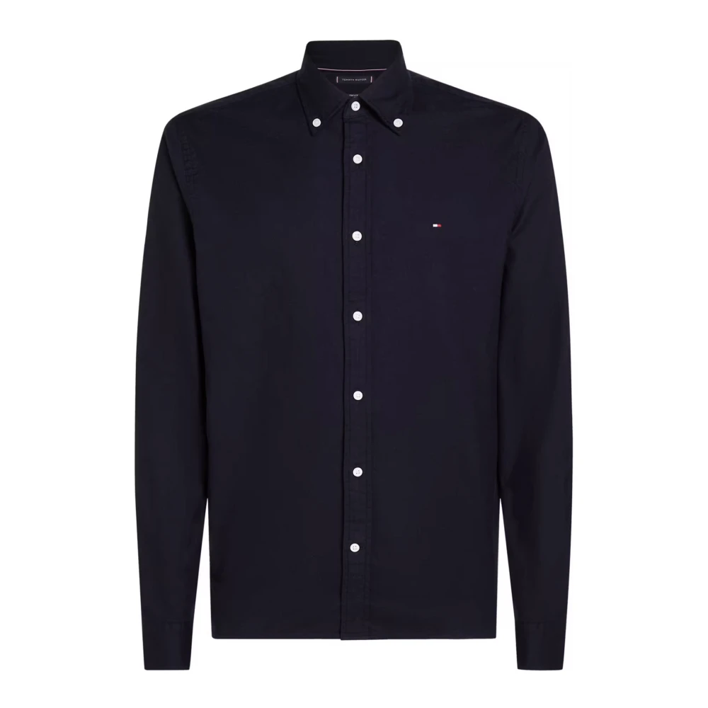 Tommy Hilfiger Geborduurd logo katoenen overhemd Stretch Blue Heren