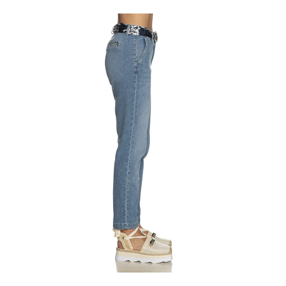 Liu Jo Denim Chino Broek Blauw Wassen Blue Dames